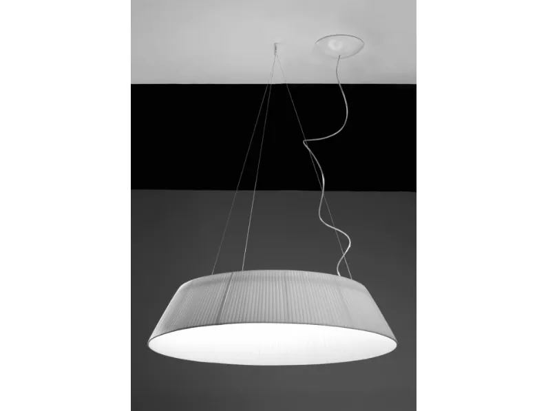 Lampada a sospensione Charme in seta plissettata di Egoluce