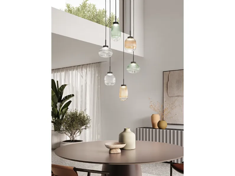 Lampada a sospensione Ekos in vetro di Ondaluce