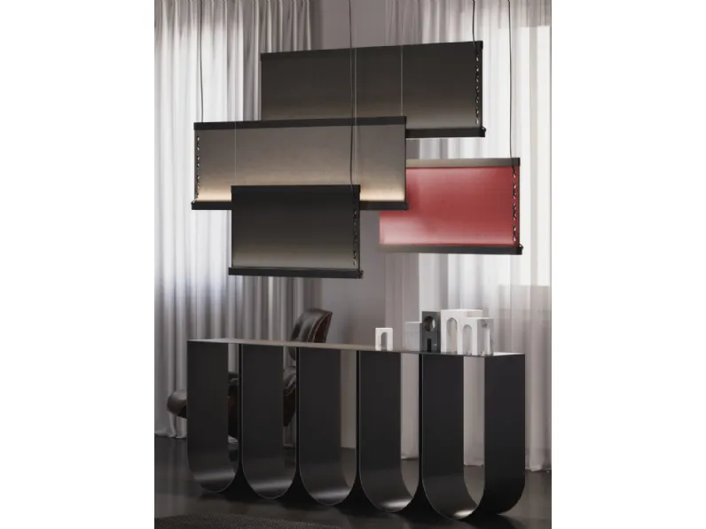 Lampada a sospensione Etnia in PET riciclato rivestito in tessuto colorato di Fabbian