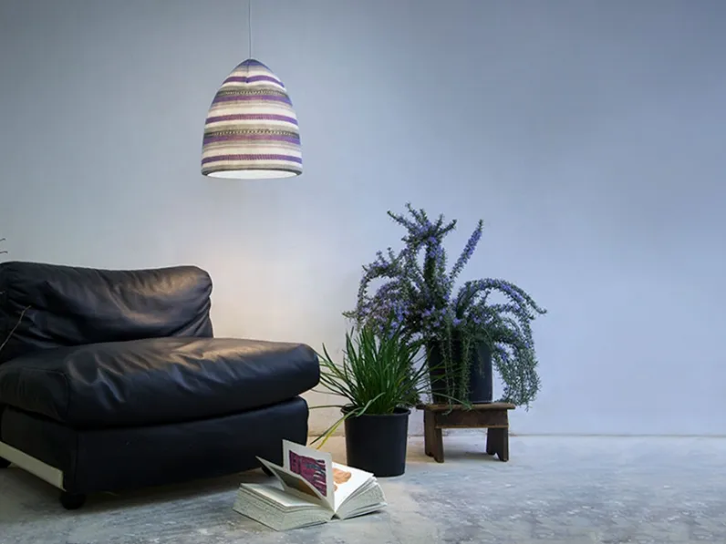 Lampada in resina rivestita da tessuto a righe Flower Stripe di In-Es Artdesign