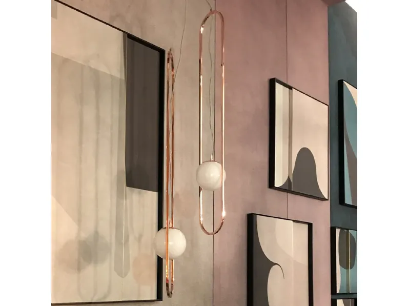 Lampada a sospensione Geo in metallo con sfera in vetro di Adriani e Rossi