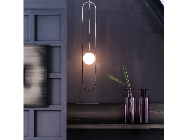 Lampada a sospensione Geo in metallo con sfera in vetro di Adriani e Rossi