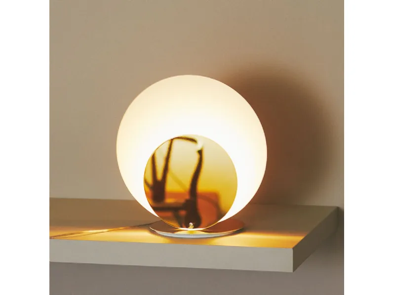 Lampada da tavolo in acciaio inox Gong di Vesta