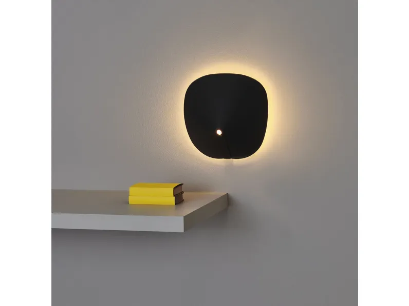 Lampada da parete nera in acciaio inox Gong Quadrato di Vesta