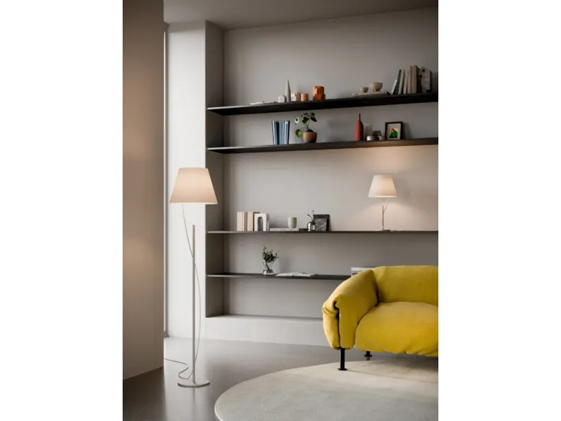 Lampada da terra e da tavolo in metallo Hover con paralume in carta e film polimerico di Lodes