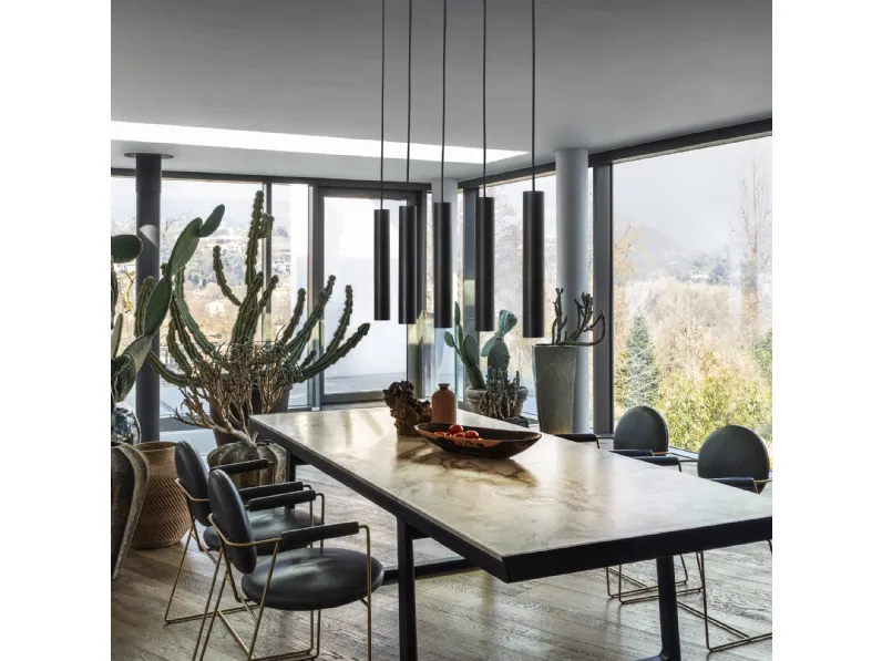 Lampada a sospensione in metallo con diffusore in vetro Look di Ideal Lux