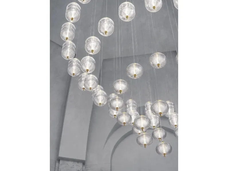 Lampada a sospensione in vetro Jefferson di Lodes