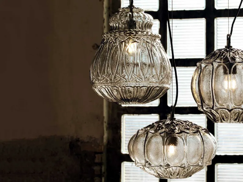 Lampada a sospensione in vetro con varie forme e decori Ginger di Karman