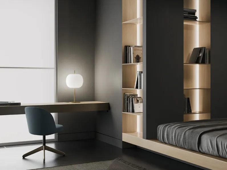 Lampada da tavolo con diffusore in vetro e asta e base in metallo Kushi XL Table di Kundalini