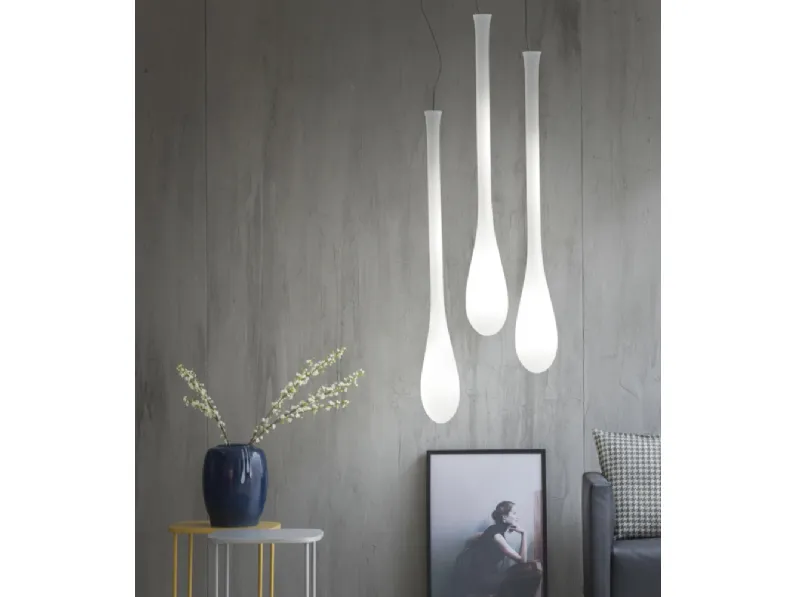 Lampada a sospensione in vetro a forma di goccia allungata Lacrima di Vistosi