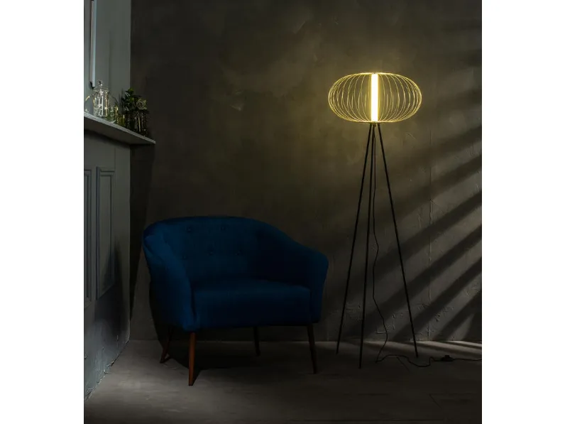 Lampada da terra Mizar in acciaio verniciato Ottone lucido di Stones