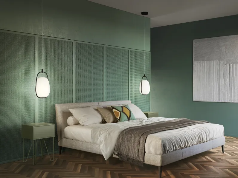 Lampada con diffusore in vetro opale e struttura in metallo Lannà Suspension di Kundalini