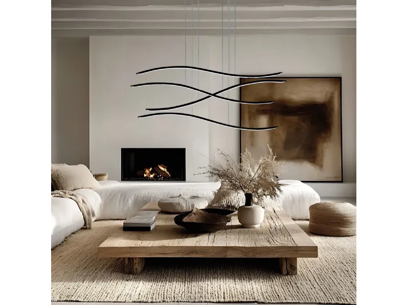 Lampada a sospensione a forma di onde in alluminio e acrilico Lil Wave di Vivida International