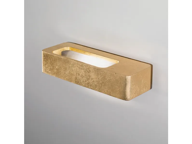 Lampada da parete dalla forma rettangolare in alluminio finitura foglia oro Lingotto di Icone
