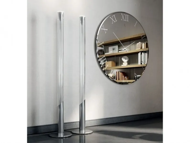 Lampada in vetro borosilicato trasparente con supporto in alluminio cromato Lux Piantana di Reflex