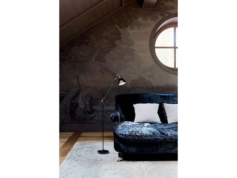 Lampada da terra in metallo con diffusore in vetro Luxy di Rotaliana