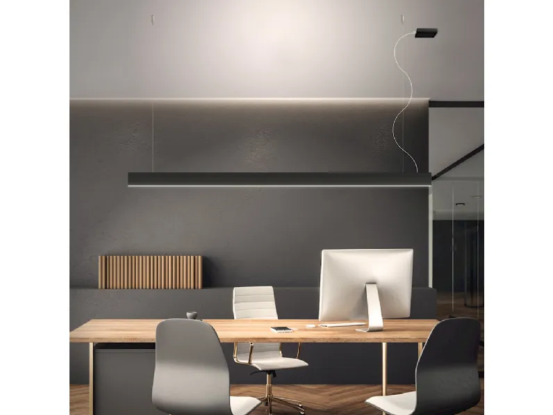 Lampada a sospensione lineare in metallo M-Eco di Team Italia