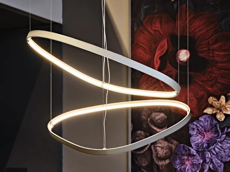 Lampada a sospensione Magellano in acciaio verniciato titanio di Cattelan Italia