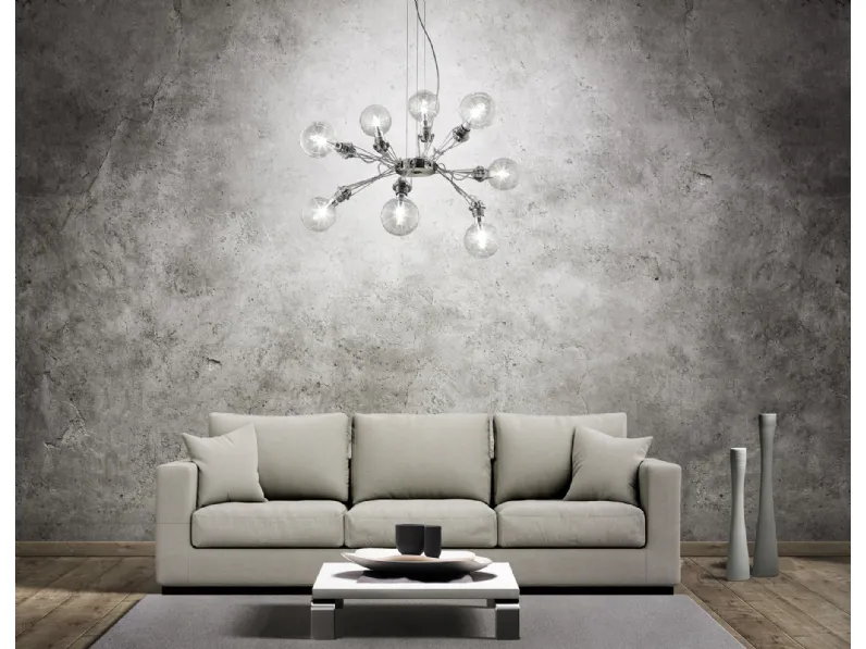 Lampada a sospensione in metallo e vetro Matrix 8 di Lumina