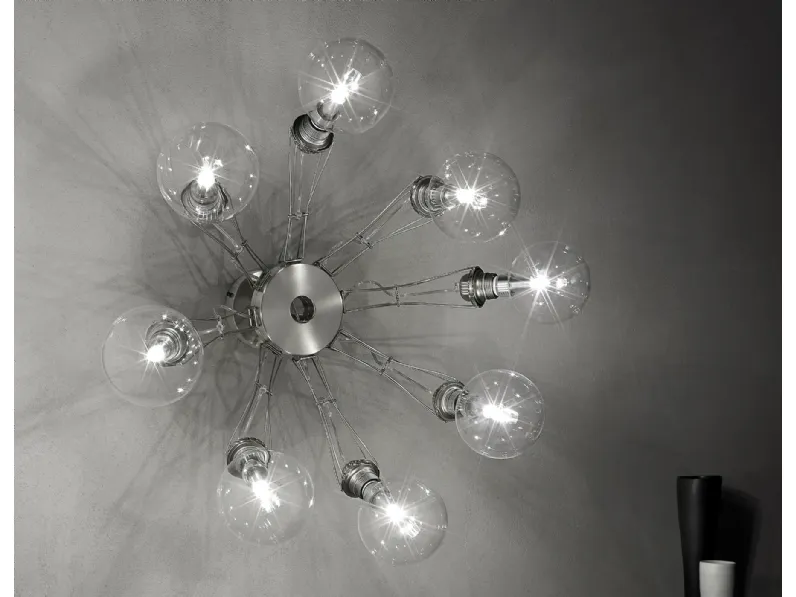 Lampada da parete in metallo e vetro Matrix 8 P di Lumina