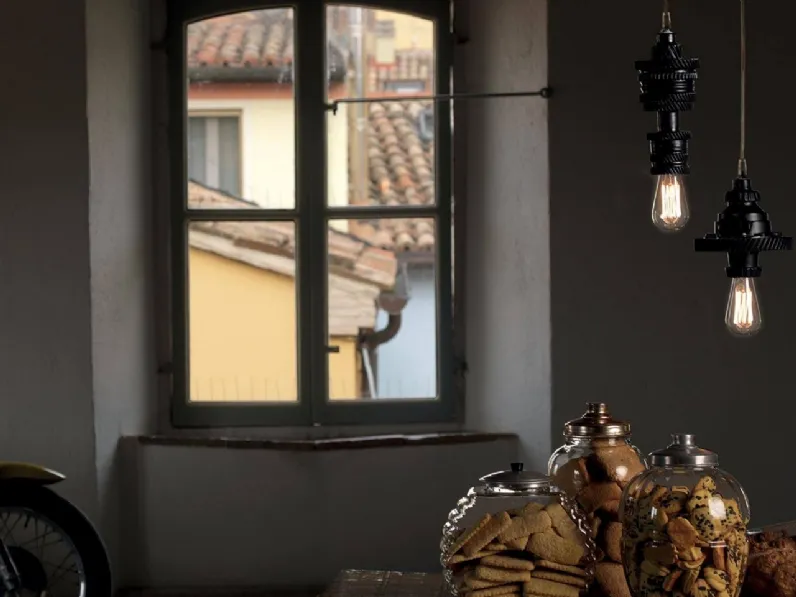 Lampada a sospensione in ceramica nera Mek di Karman