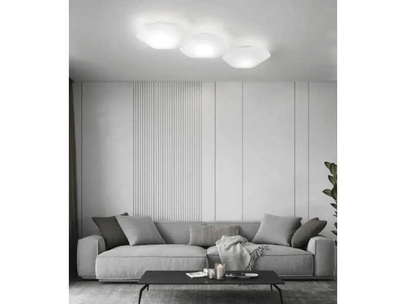 Lampada a soffitto in vetro Modulor di Vistosi