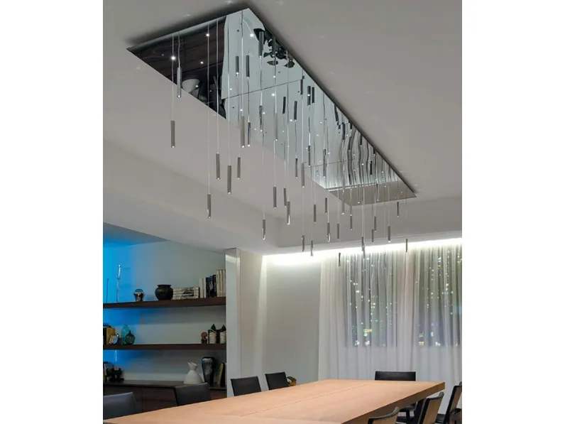 Lampada a sospensione a LED, in acciaio inox specchiante Open Level di Status