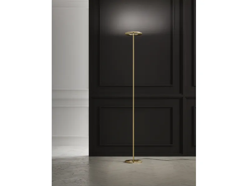 Lampada da terra con dimmer sensoriale Passepartout in alluminio, acciaio e ottone di Cini&Nils