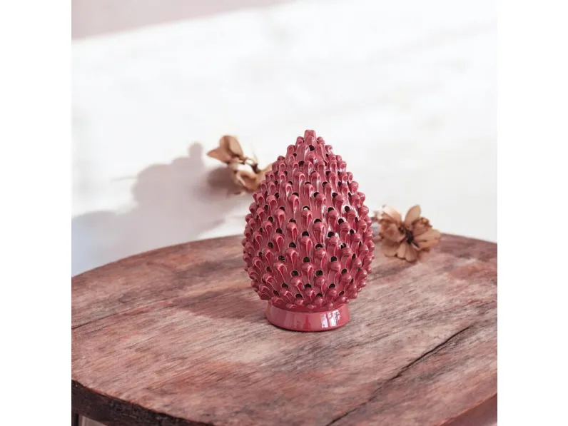 Lampada da tavolo Pigna Rossa in ceramica di Caltagirone di Alemanna