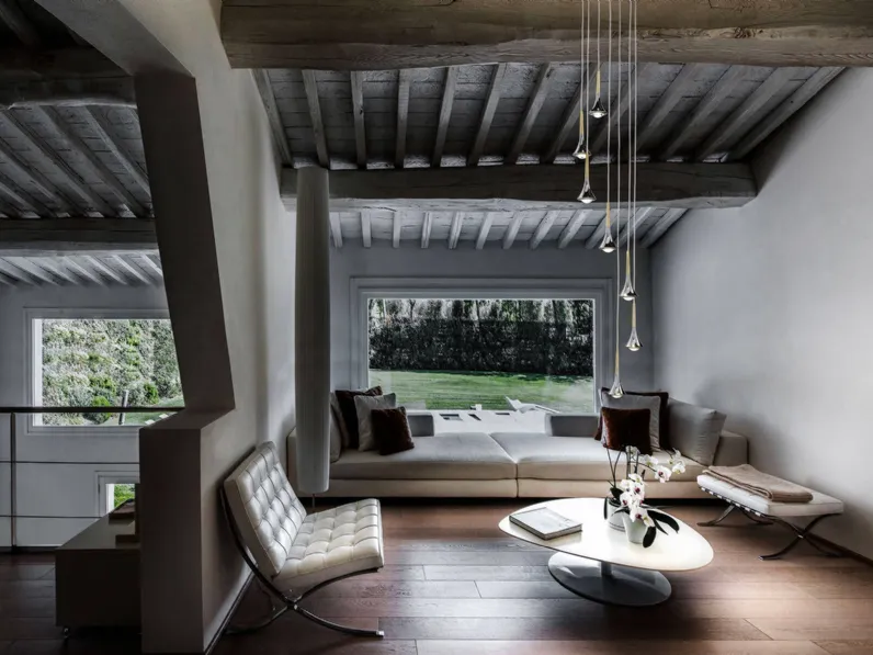 Lampada a sospensione in metallo con diffusore in vetro Rain di Lodes