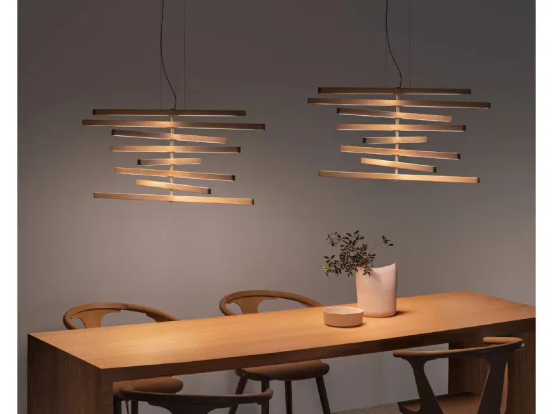 Lampada a sospensione Rhytm Vertical Wood di Vibia