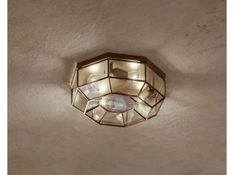 Lampada a soffitto Rilegato in ottone e vetro de Il Fanale