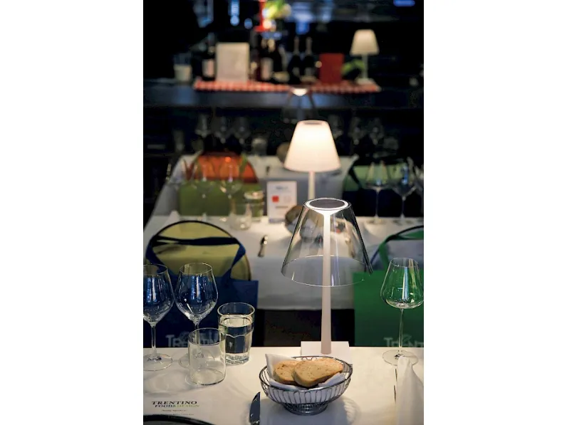 Lampada da tavolo con struttura in metallo e diffusore in policarbonato Dina+ di Rotaliana