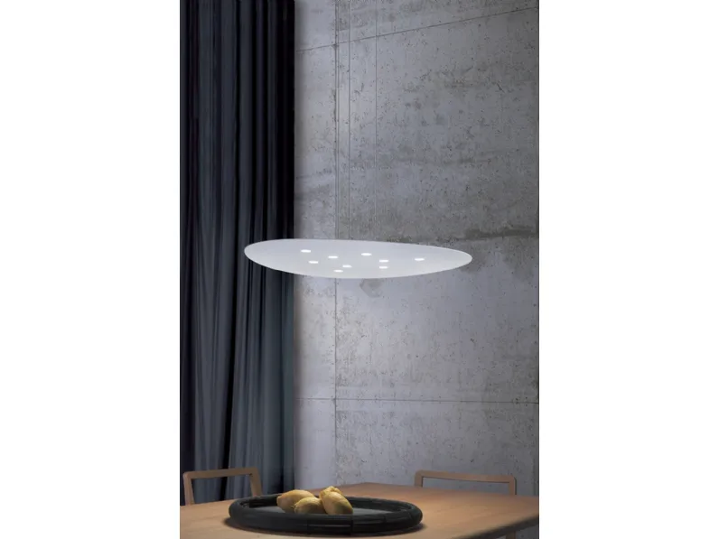 Lampada a sospensione dalla forma tondeggiante in alluminio con luci a LED Scudo di Icone