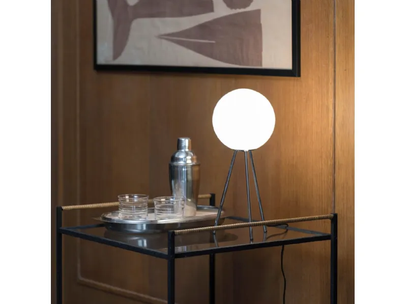 Lampada da tavolo Signorina in vetro soffiato con treppiede in metallo di Fontana Arte