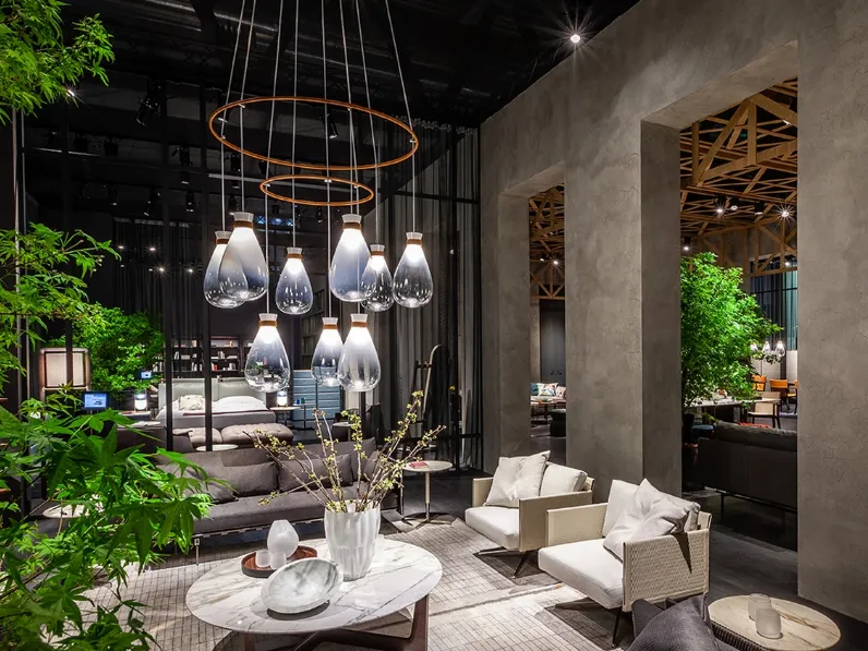 Lampada a sospensione Soffi Chandelier in vetro soffiato di Poltrona Frau