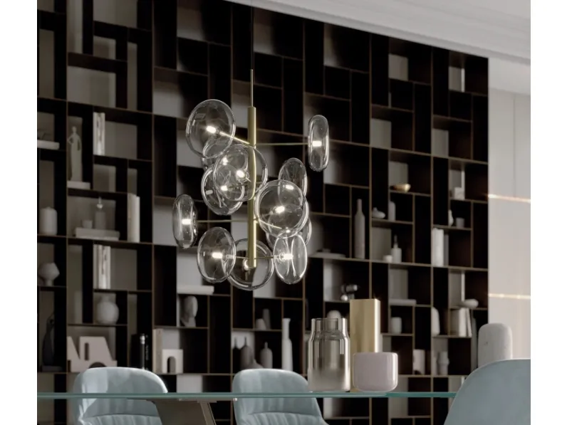 Lampada a sospensione Spark in vetro e ottone di Bontempi