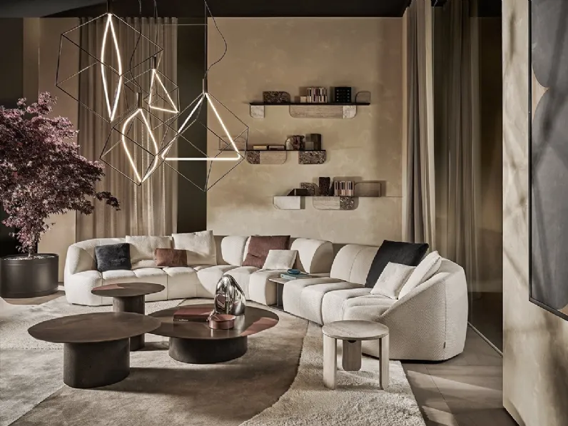 Lampada a sospensione Spectrum in ottone brunito e neon curvato a caldo di Gallotti&Radice