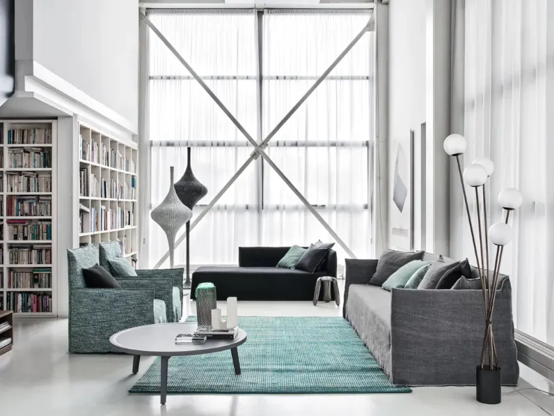 Lampada Spin da terra in rattan di Gervasoni