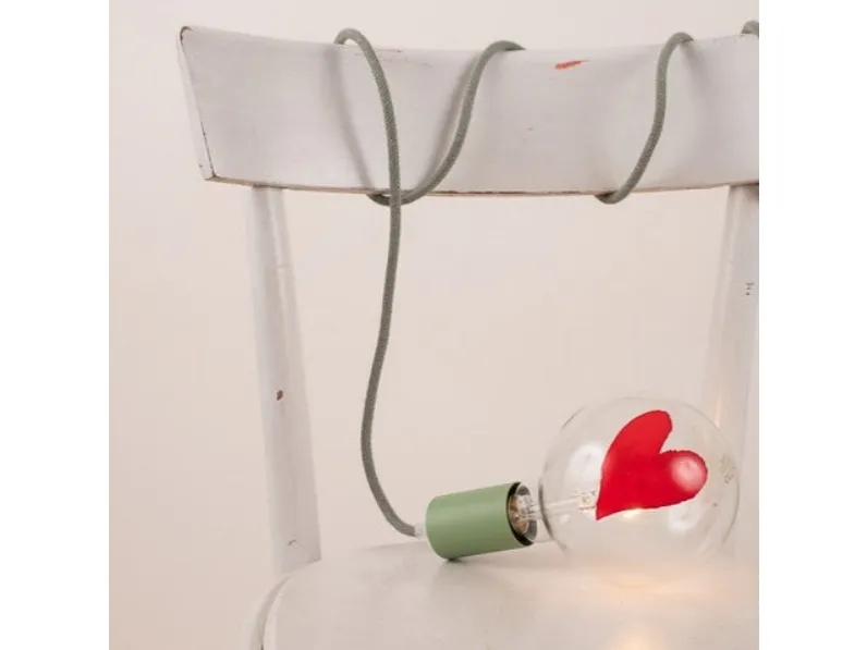 Lampada in metallo colorato con cavo colorato in cotone Spinello di Filotto