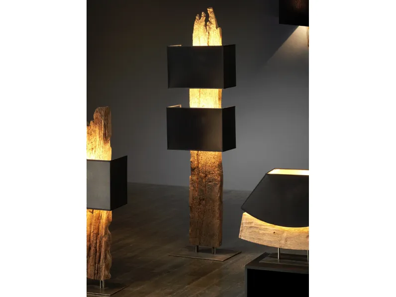 Lampade in legno e tessuto 12 35 Nachttischlampe di Sprenger