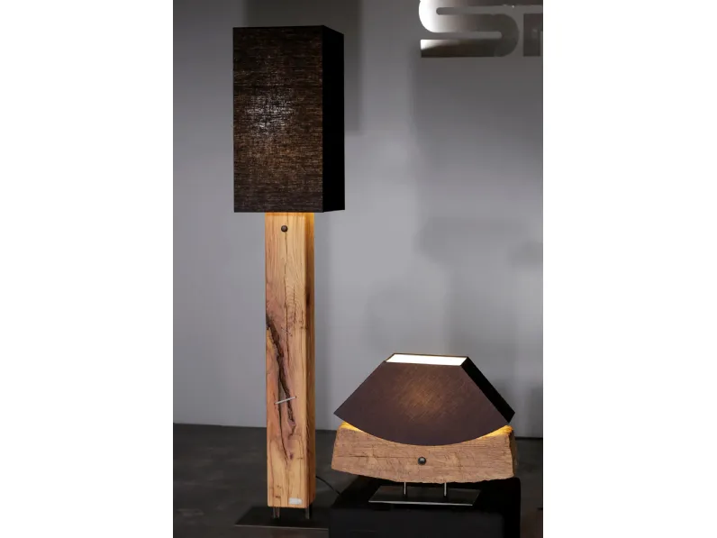 Lampade da terra in legno e tessuto Lampen 002 di Sprenger