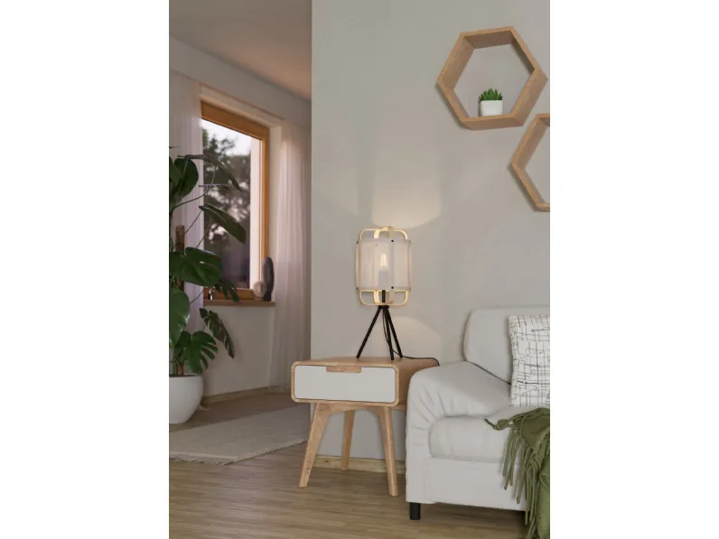 Lampada da tavolo Surfleet in legno e tessuto di Eglo