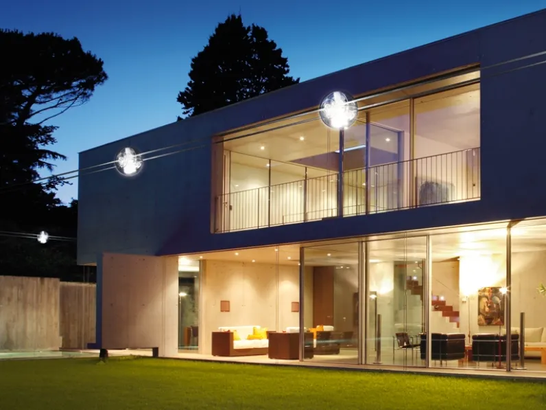 Lampada da esterno su cavi con sfera trasparente Tensesterni sfera di Cini&Nils