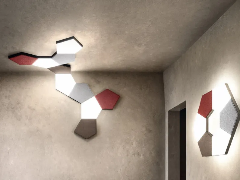 Lampada da parete in tessuto fonoassorbente Tile Applique di Pentalight