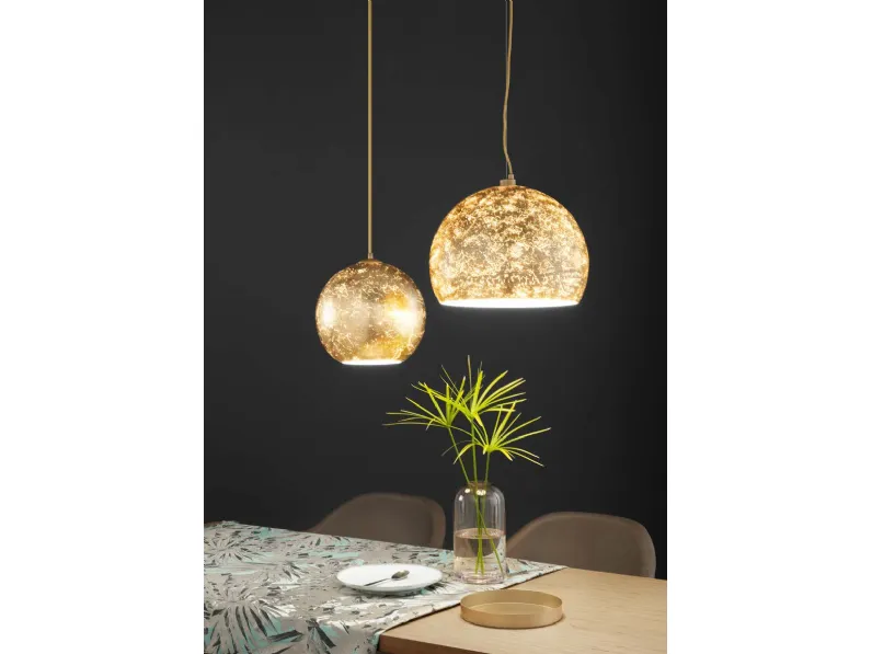 Lampada a sospensione Vanity in vetro con decoro foglia oro di FAN Europe