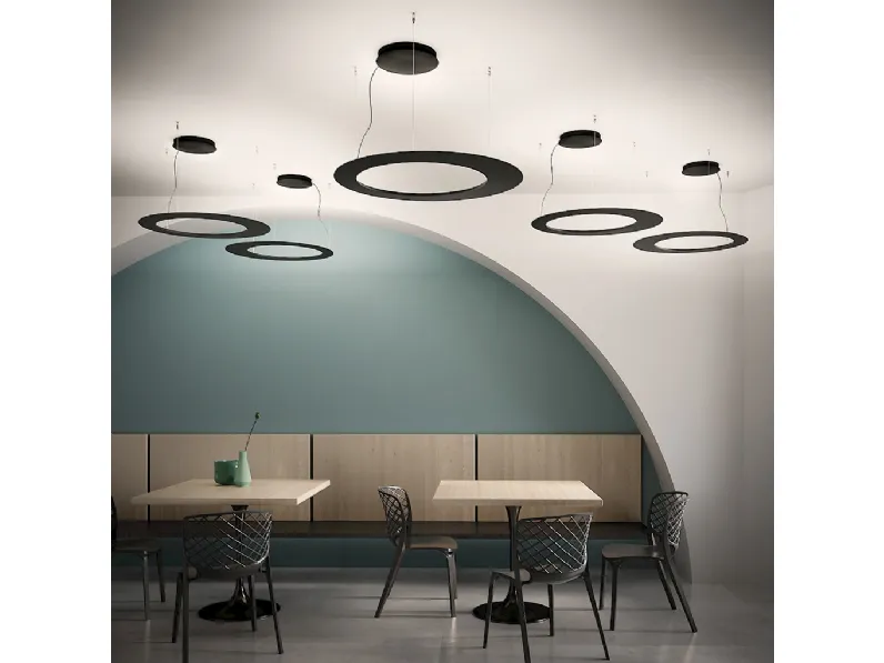 Lampada a sospensione a luce indiretta in metallo verniciato Velata di Team Italia