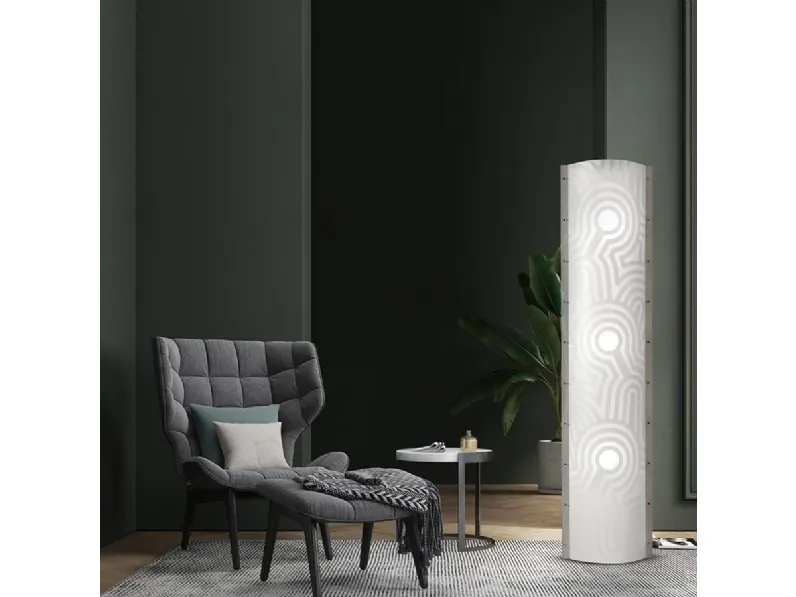 Lampada Venti Floor con decoro a centri concentrici di Slamp