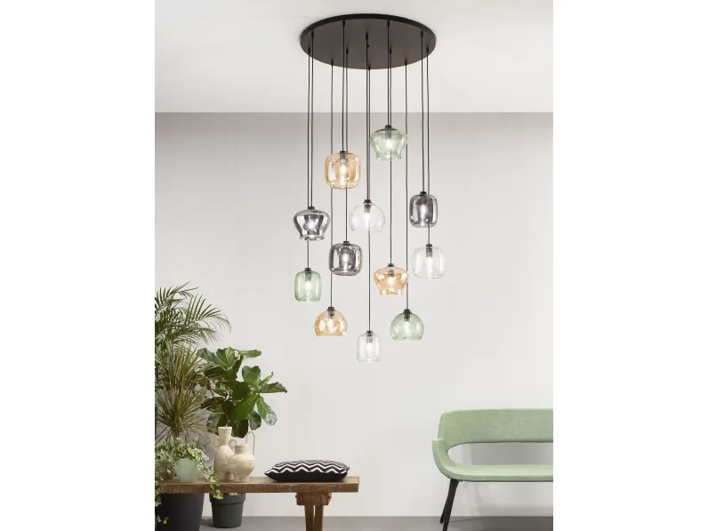 Lampada a sospensione in vetro soffiato Verve di Ondaluce