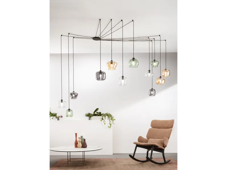 Lampada a sospensione in vetro soffiato Verve di Ondaluce